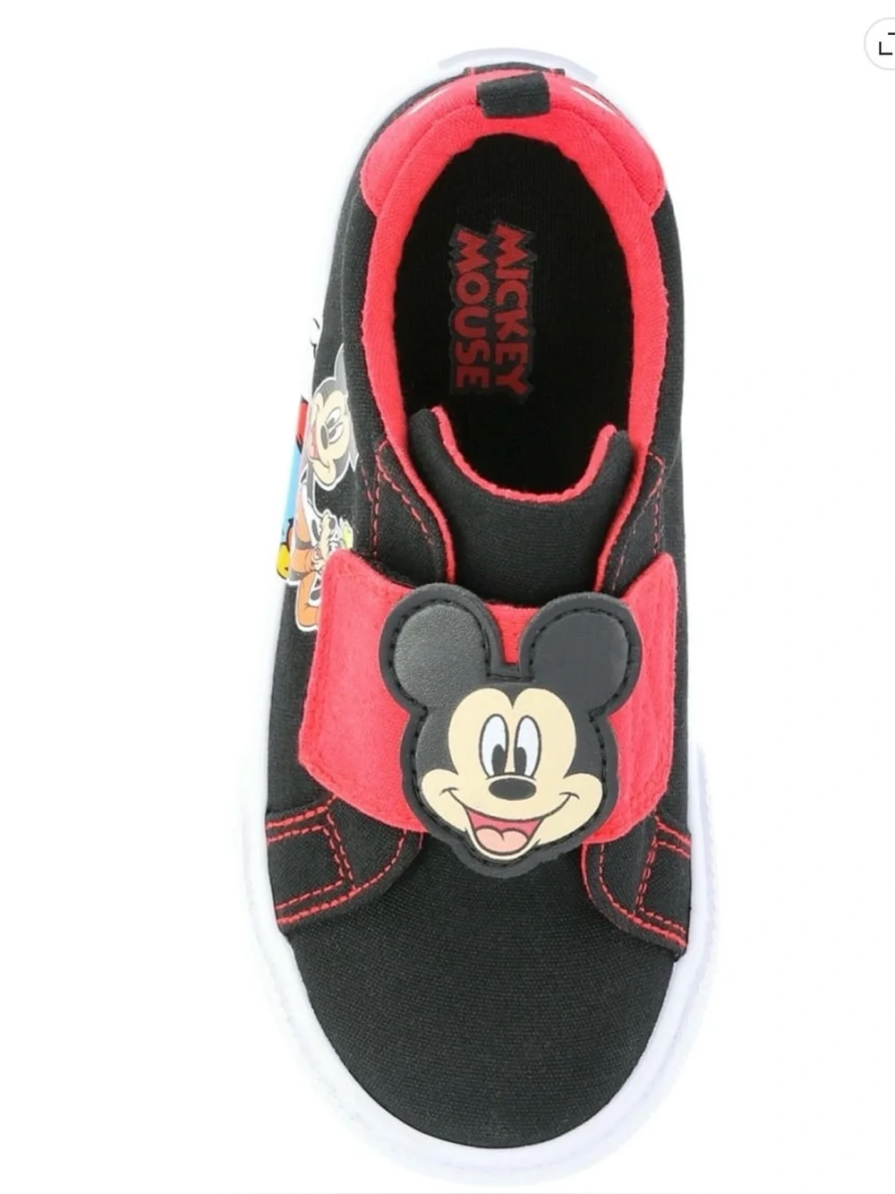 Disney Mickey & Friends Hook & Loop Low Top Unisex Kids Sneaker Black/Red